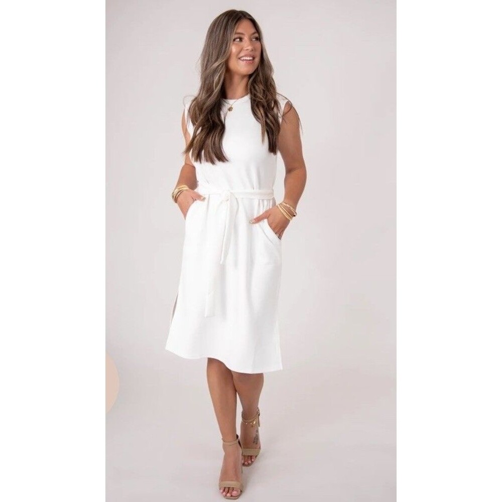 NWT SPANX Air Essentials Tie Waist Tank Dress Scuba - White Size XL